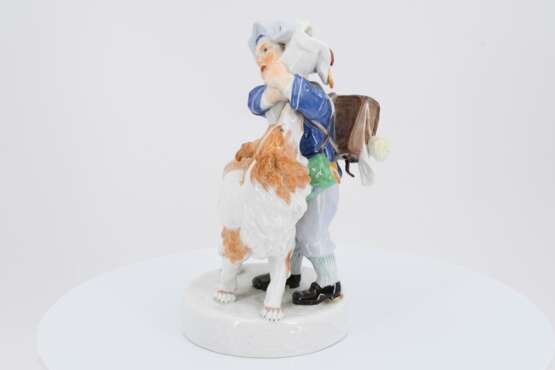 Porcelain figurine of school boy with dog - photo 3