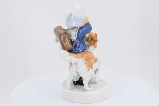 Porcelain figurine of school boy with dog - фото 5