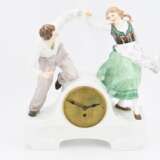Porcelain clock with dancing couple - фото 2