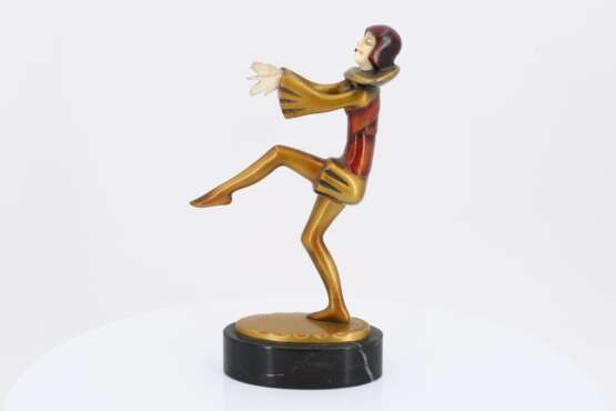 Broze figurine of harlequin standing on one leg - фото 2