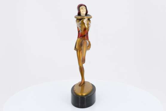 Broze figurine of harlequin standing on one leg - photo 5