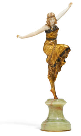 Ivory, bronze and green onyx figurine of a Russian dancer - Foto 1