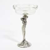 ART NOUVEAU CENTERPIECE WITH YOUNG WOMAN MADE OF SILVERED METAL AND CUT GLASS - photo 1
