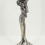 ART NOUVEAU CENTERPIECE WITH YOUNG WOMAN MADE OF SILVERED METAL AND CUT GLASS - фото 4
