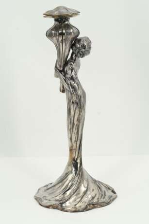 ART NOUVEAU CENTERPIECE WITH YOUNG WOMAN MADE OF SILVERED METAL AND CUT GLASS - фото 6