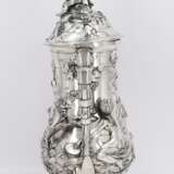 LARGE DOUBLE HANDLED BEAKER WITH CHEERFUL BACCHANAL MADE OF SILVERED METAL - photo 9