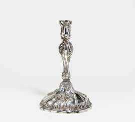 Rococo silver candlestick with delicate flower décor