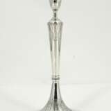 Slender silver candlestick with stylised leaf décor - photo 2