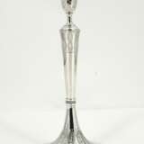 Slender silver candlestick with stylised leaf décor - photo 4