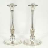 Pair of large silver candlesticks with lancet leaf decor - фото 4