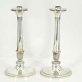 Pair of large silver candlesticks with lancet leaf decor - Foto 5