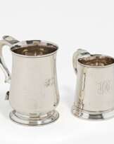 Large and smaller George III silver mug