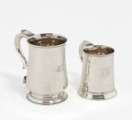 Large and smaller George III silver mug