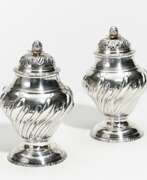 Samuel Taylor, London. Pair of baluster-shaped George III silver casters