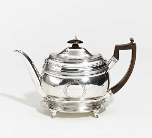 George III silver tea pot on stand - photo 1