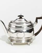 George III silver tea pot on stand