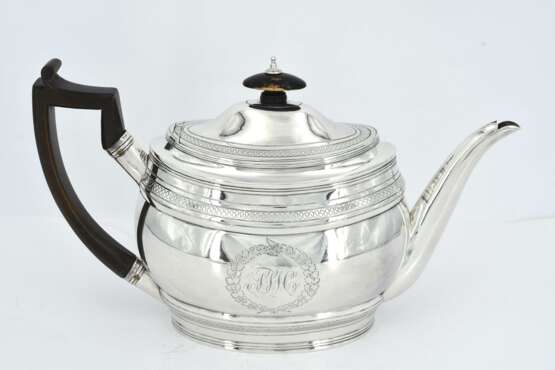 George III silver tea pot on stand - Foto 4