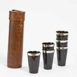 Set of six Victoria horn tumblers with silver mount and glass bottom - Foto 1