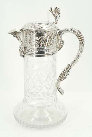 Silver and glass carafe with cupid and grape décor - фото 4