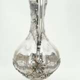 Silver and glass carafe with scallop décor and bird - photo 3