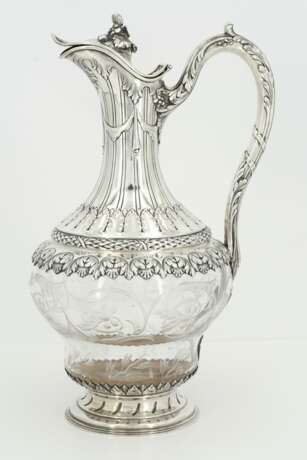 Silver and glass carafe with acanthus décor and engraved vines - photo 2