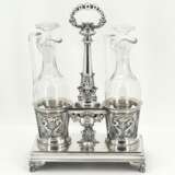 Silver oil and vinegar cruet stand with dolphin décor and lyre - фото 2