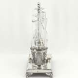Silver oil and vinegar cruet stand with dolphin décor and lyre - фото 5
