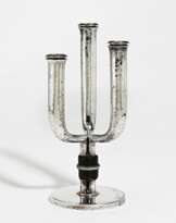 Tree-armed silver and wood candelabra