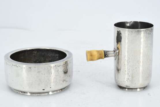 Set of oval tray, milk jug and sugar bowl all made of silver - photo 2