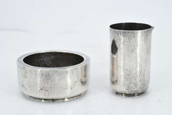 Set of oval tray, milk jug and sugar bowl all made of silver - photo 3