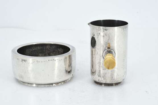 Set of oval tray, milk jug and sugar bowl all made of silver - photo 5