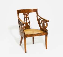 Empire armchair made of walnut root wood