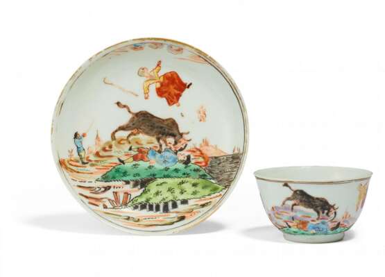 Rare porcelain cup and scauer showing the 'Wonder of Zaandam' - Foto 1