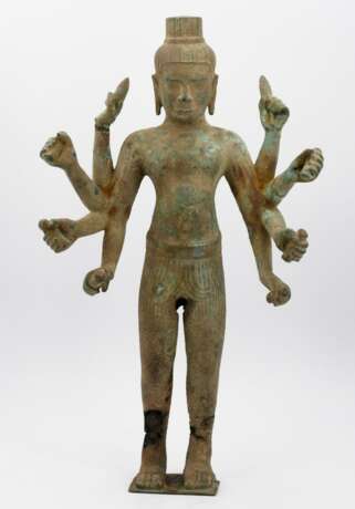 Very rare bronze figure of the standing and eight-armed Vishnu - Foto 2