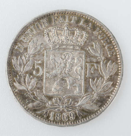 Silbermünze Belgien 1869 - фото 3