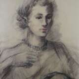 Frauenportrait, Kohlezeichnung, mitte 20. Jahrhundert - photo 1