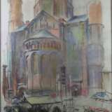 Kreidezeichnung, Kirche, unleserlich signiert und datiert 1939, Maße: 49 x 34 cm. - photo 1