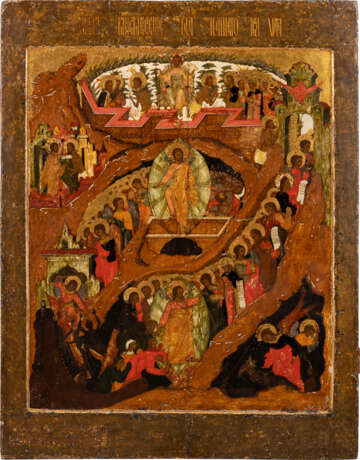 A FINELY PAINTED AND MONUMENTAL ICON SHIOWING THE RESURRECTION OF CHRIST AND THE DESCENT INTO HELL - Foto 1