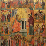 A LARGE ICON SHOWING THE ANNUNCIATION OF THE MOTHER OF GOD AND SCENES FROM THE AKATHIST - фото 1