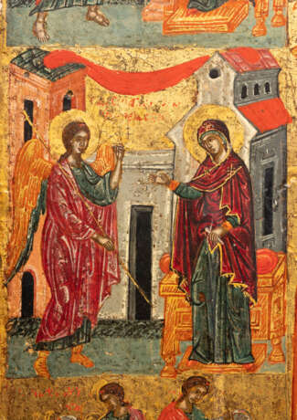 A LARGE ICON SHOWING THE ANNUNCIATION OF THE MOTHER OF GOD AND SCENES FROM THE AKATHIST - photo 3