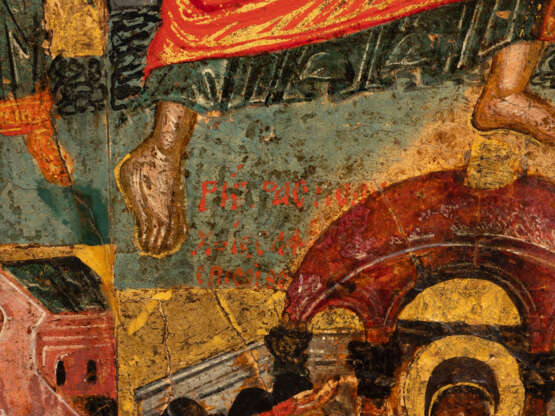 A LARGE ICON SHOWING THE ANNUNCIATION OF THE MOTHER OF GOD AND SCENES FROM THE AKATHIST - фото 6