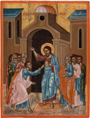A RARE ICON SHOWING THE INCREDULITY OF ST. THOMAS - photo 1