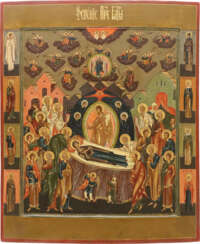 A LARGE AND FINE ICON SHOWING THE DORMITION OF THE MOTHER OF GOD