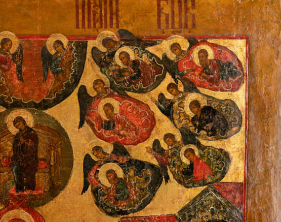 A MONUMENTAL ICON SHOWING THE DORMITION OF THE MOTHER OF GOD (KOIMESIS) FROM AN ICONOSTASIS - фото 7