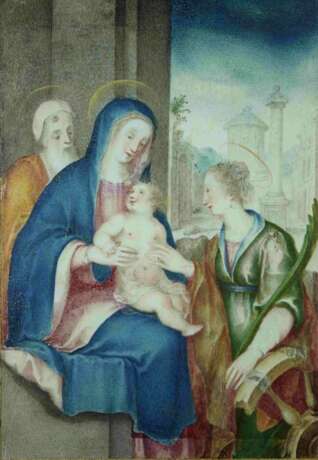 Heilige Familie, 17./18. Jahrhundert, Aquarell und Feinmalerei - фото 1