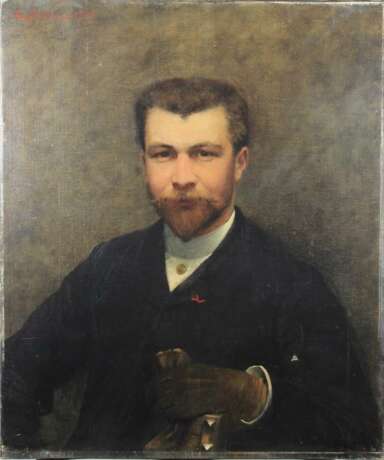 Herrenportrait, Anfang 19. Jahrhunderts, o. r. unleserlich signiert und datiert E. Barden 1885(?) - Foto 1