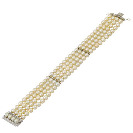 Perlenarmband 4-reihig mit diamantbesetzter Schließe - photo 3