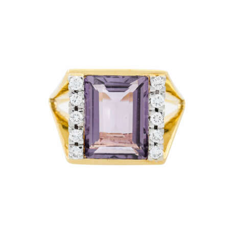 Ring mit rechteckigem Amethyst und 10 Brillanten, - photo 2