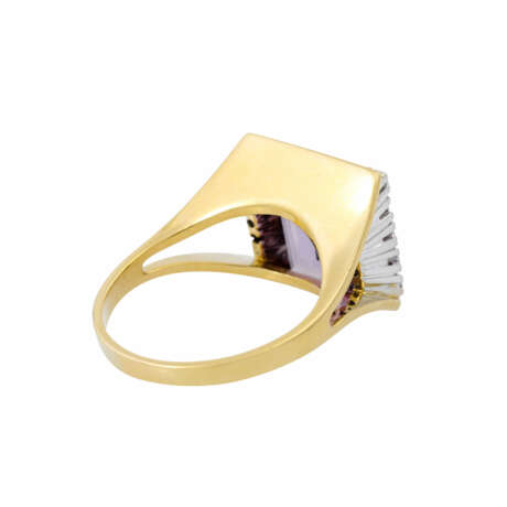 Ring mit rechteckigem Amethyst und 10 Brillanten, - photo 3