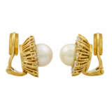 Paar Ohrclips mit Perlen und Brillanten - Foto 2